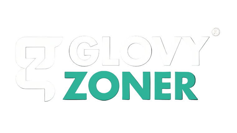 Glovy Zoner logo on a black background